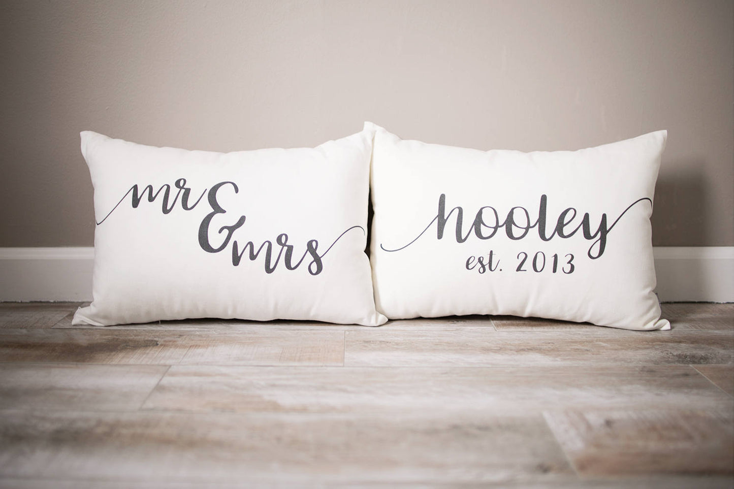 Mr and Mrs Pillow Set | Wedding Pillow Set | Custom Monogrammed Pillow | Pillows with Mr and Mrs Last Name & Established Date | Couples Gift