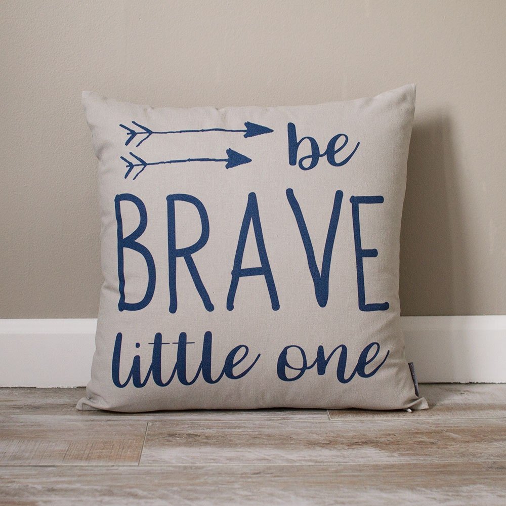 Be Brave Little One Pillow | Baby Nursery Decor | Personalized Pillow | Monogrammed Gift | Rustic Home Decor | Home Decor | Baby Gift - Sweet Hooligans Design