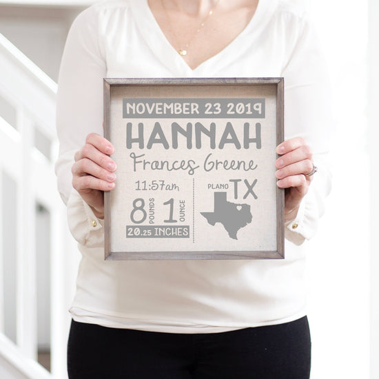 Birth Announcement Sign | Personalized Baby Gift | Baby Stats Wood Sign | New Baby Gift | Gift for New Mom | Baby Sign Gift | New Mom Gift - Sweet Hooligans Design