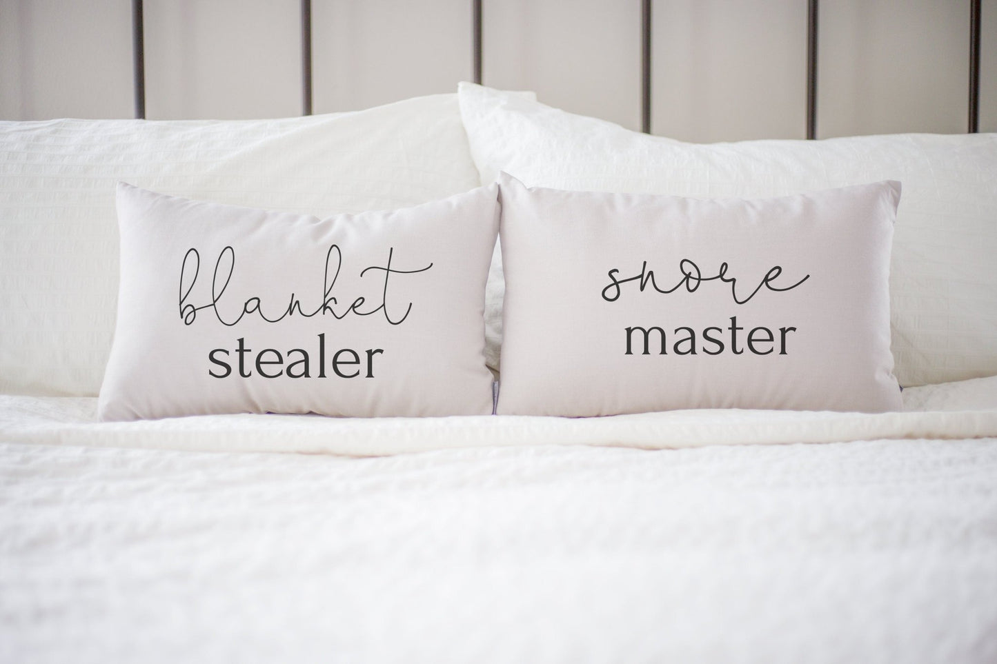 Load image into Gallery viewer, Blanket Stealer Snore Master Pillow Set Bachelorette Party Gift | Humor Gift for Spouse Gift Wedding Gift Funny | Valentine Gift for Husband - Sweet Hooligans Design
