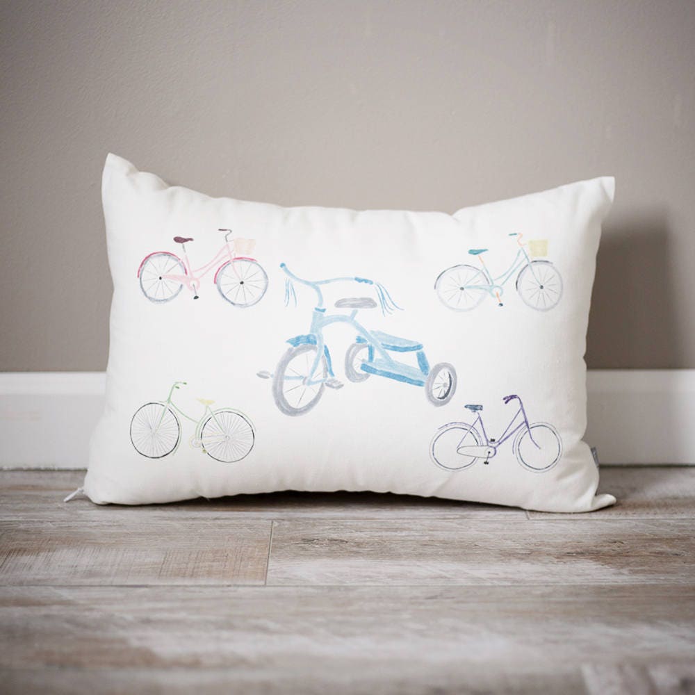 Blue Tricycle Pillow | Personalized Pillow | Baby Shower Gift | Personalized Baby Pillow | Nursery Pillow |  Nursery Decor | Assorted Bikes