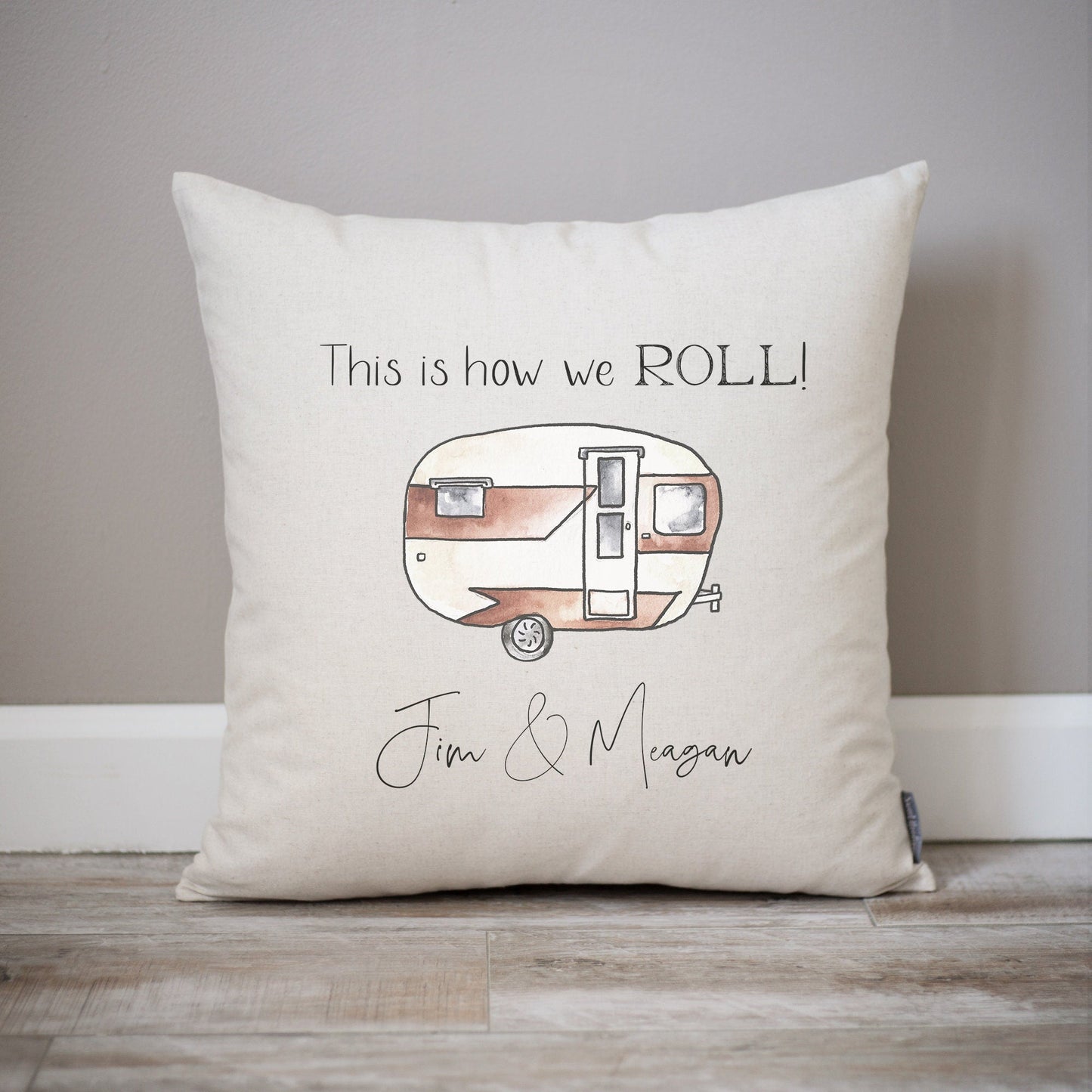 Camper This is How We Roll Personalized Camper Pillow | Camper Gift Idea | Family Camper Decor | CamperVan Trailer Decor | Campsite Decor