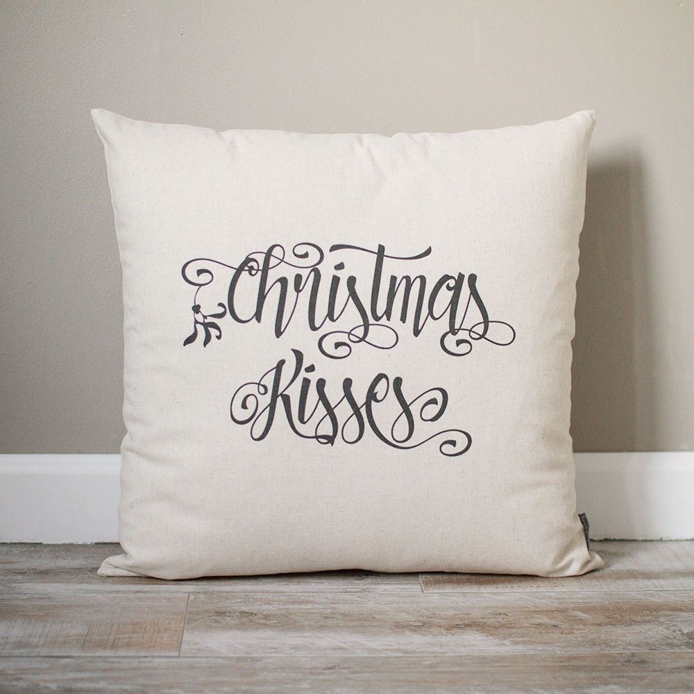 Christmas Kisses Pillow | Christmas Pillow | Holiday Pillow | Christmas Gift | Rustic Decor | Holiday Decor | Christmas Decor