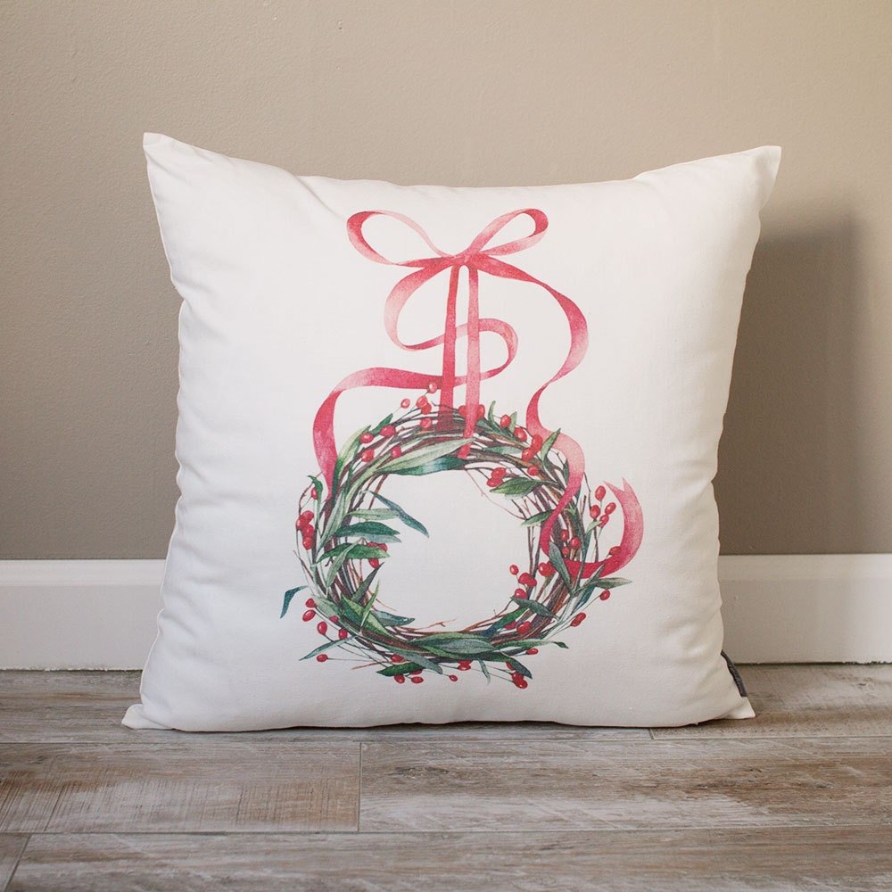 Christmas Wreath Pillow | Christmas Pillow | Holiday Pillow | Christmas Gift | Rustic Home Decor | Holiday Decor | Christmas Decor