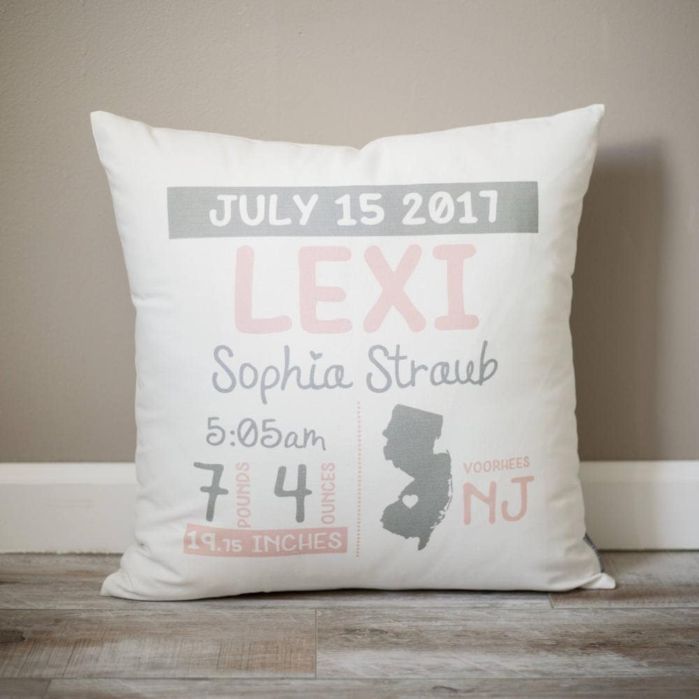 Custom Birth Announcement Pillow | Personalized Baby Pillow | Gift for New Mom | Baby Stats Pillow | Baby Decor | Nursery Decor | Baby Gift