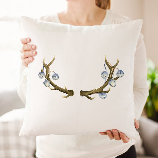Deer Antler Jingle Bells Christmas Pillow | String of Bells Christmas Decor | Hunter's Gift | Christmas Decor Gift | Rustic Christmas Pillow