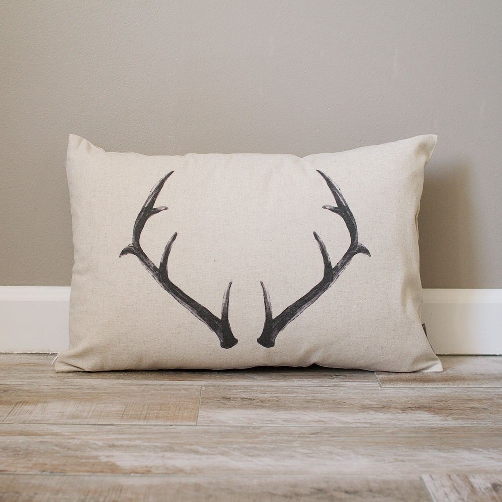 Deer Antler Pillow | Rustic Pillow | Personalized Gift | Monogrammed Gift | Rustic Home Decor | Home Decor | Decorative Pillows