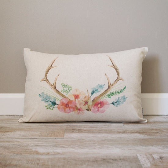 Deer Antler Watercolor Pillow | Rustic Pillow | Watercolor Pillow | Monogrammed Gift | Rustic Home Decor | Home Decor | Housewarming Gift
