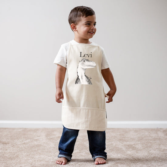 Dinosaur Boy Kids Watercolor Apron | Youth Kids Apron | Child Apron | Kid Apron | Kid Craft Apron | Personalized Name Apron for Kids