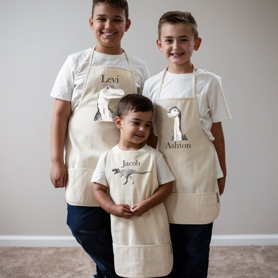 Dinosaur Boy Kids Watercolor Apron | Youth Kids Apron | Child Apron | Kid Apron | Kid Craft Apron | Personalized Name Apron for Kids