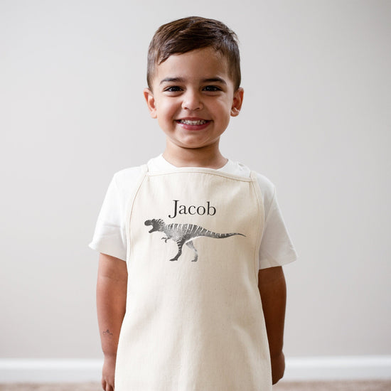 Dinosaur Boy Kids Watercolor Apron | Youth Kids Apron | Child Apron | Kid Apron | Kid Craft Apron | Personalized Name Apron for Kids