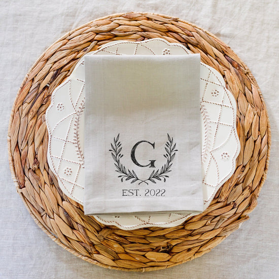 Family Initial Established Date 100% Linen Napkin Set of 2 | Wedding Gift For Couple | Housewarming Gift | Cloth Eco-Friendly Napkins