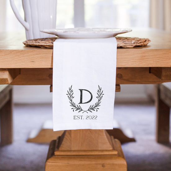 Load image into Gallery viewer, Family Initial Established Date 100% Linen Napkin Set of 2 | Wedding Gift | Housewarming Gift | Cloth Napkins | Eco-Friendly Napkins
