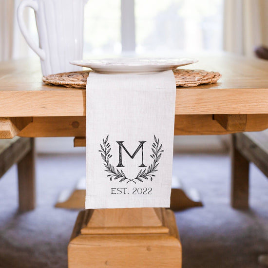 Family Initial Established Date Linen Napkin Set of 2 | Bridal Shower Favor | Gift For Couple | Housewarming Gift | 4th Anniversary Gift