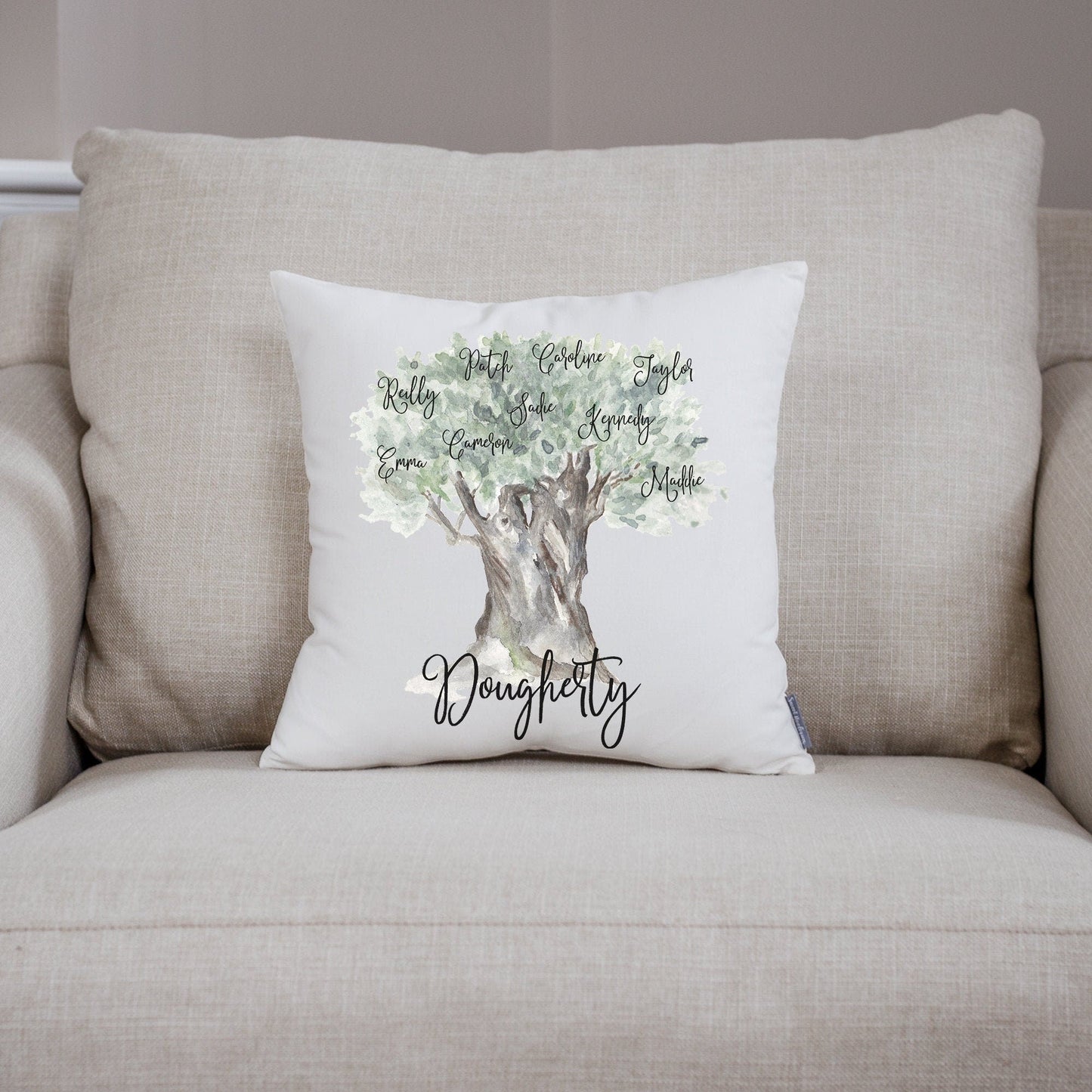 Load image into Gallery viewer, Family Tree Pillow | Grandkids Names | Grandparent Gift | Personalized Grandchildren Names | Gift For Grandparents | Names of Grandchildren
