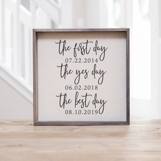 First Day, Yes Day, Best Day Sign | Anniversary Gifts for Couple | Gift for Husband | Anniversary Gifts for Men | Anniversary Gift for Wife