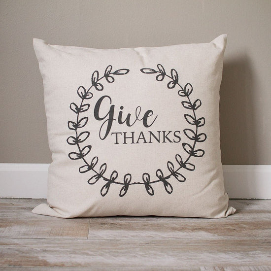 Give Thanks Pillow Cover | Personalized Pillow | Holiday Pillow | Fall Gift | Rustic Home Decor | Fall Decor