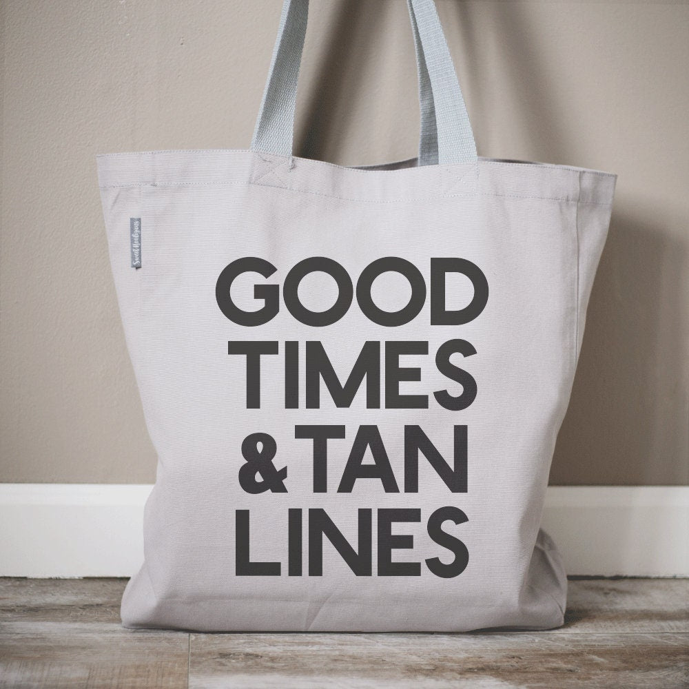 Load image into Gallery viewer, Good Times &amp;amp; Tan Lines Beach Bag | Beach Tote Bag | Tote Bags | Beach Party Gift Bags | Summer Tote Bag | Monogram Tote Bag | Summer Bag
