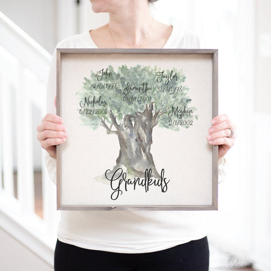 Load image into Gallery viewer, Grandkids Names | Grandparent Gift | Family Tree Sign | Personalized Grandchildren Names | Gift For Grandparents | Names Of Grandchildren
