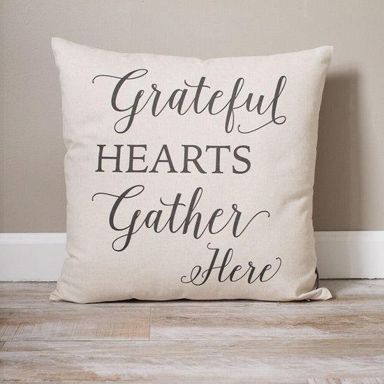 Grateful Hearts Gather Here Pillow | Holiday Pillow | Fall Decor | Monogrammed Gift | Rustic Home Decor | Home Decor | Farmhouse Decor