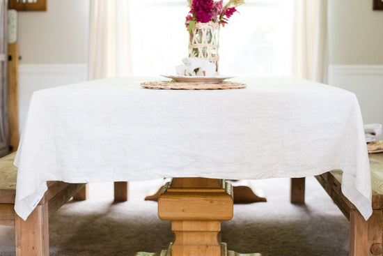 Gray Linen Kitchen Tablecloth  | 100% Linen Rectangular Table Linens | Custom Linen Fabric Tablecloth | Kitchen Natural Linen Tablecloth