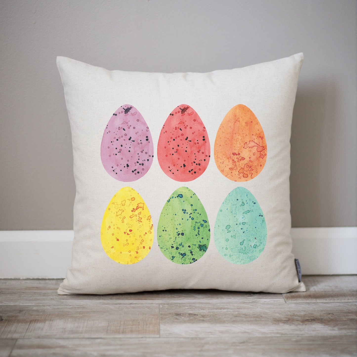 Half Dozen Easter Eggs Watercolor Easter Decorations | Spring Watercolor Decor Rainbow Watercolor Eggs Pillow | Watercolor Easter Egg Decor