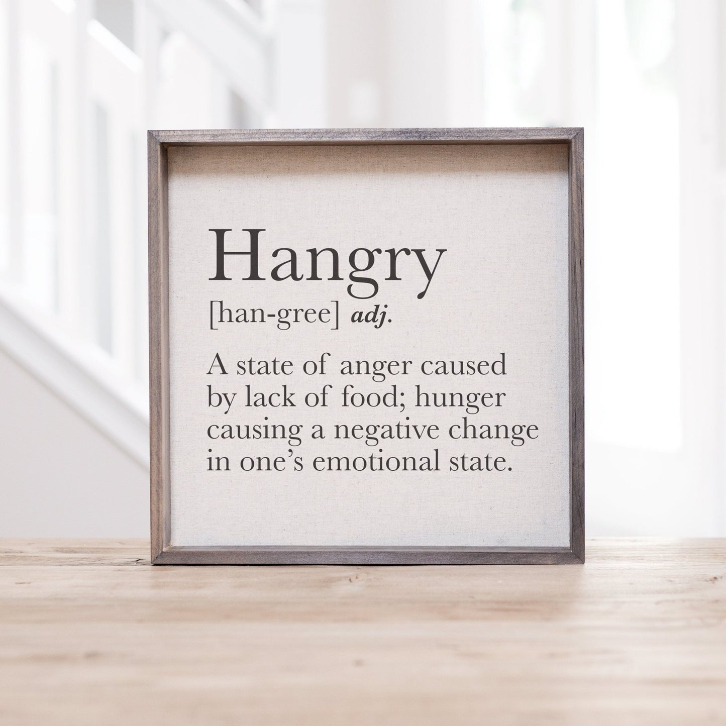 Hangry Definition Kitchen Sign | Hungry Family Kitchen Sign | Farmhouse Family Kitchen Sign | Kitchen Humor | Rustic Kitchen Decor