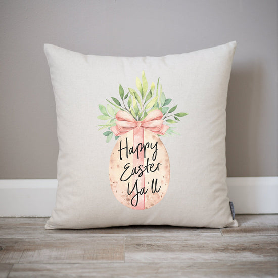 Load image into Gallery viewer, Happy Easter Y&amp;#39;all Watercolor Easter Decorations Pillow | Spring Watercolor Decor Watercolor Easter Egg Pillow | Watercolor Easter Egg Decor
