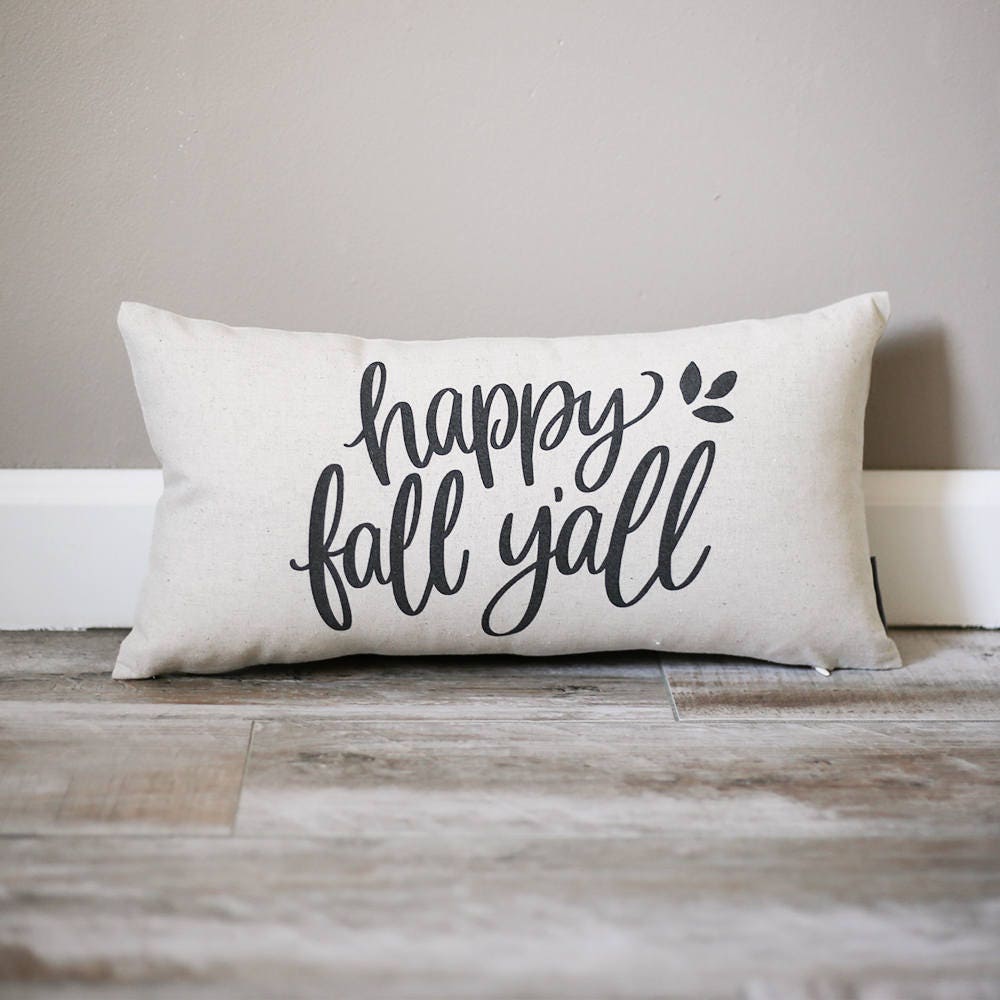 Happy Fall Y'all Pillow | Fall Decor Pillow |  Rustic Fall Decor | Farmhouse Decor | Autumn Decor | Fall Pillow | Fall Decor | Happy Fall