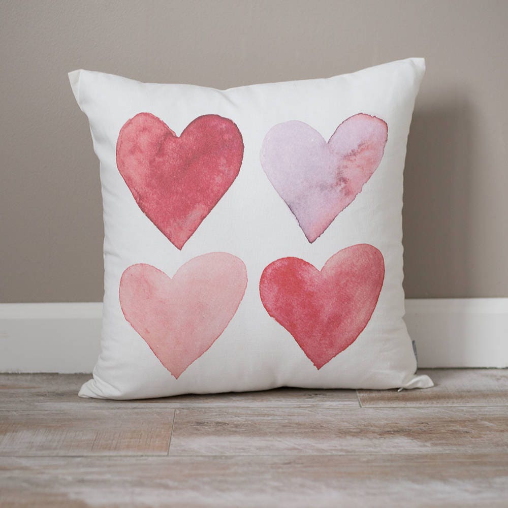 Hearts Pillow | Holiday Decor | Valentine's Day Pillow | Hearts | Valentine's Day Decor | Watercolor Hearts | Valentines Decor | Love Hearts