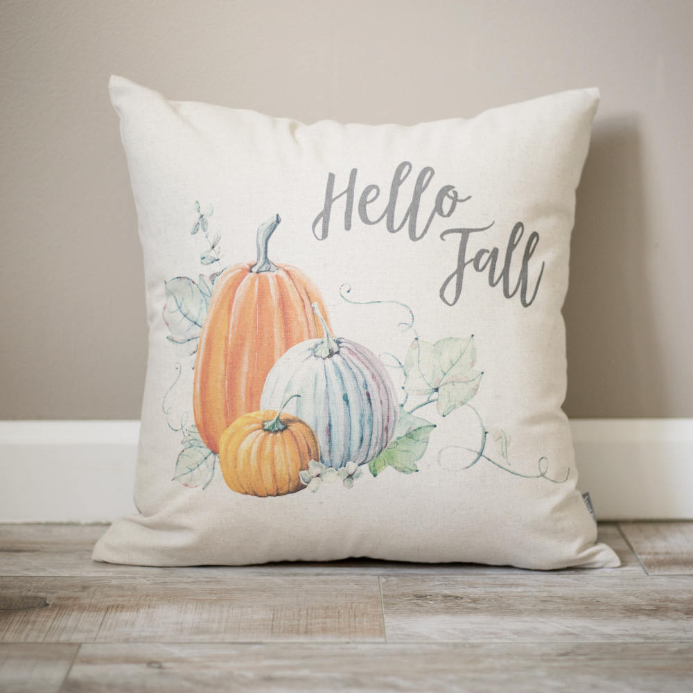 Load image into Gallery viewer, Hello Fall Pillow | Fall Decor | Pumpkin Pillow | Rustic Home Decor | Autumn Pillow | Farmhouse Decor | Fall Pillow | Autumn Decor
