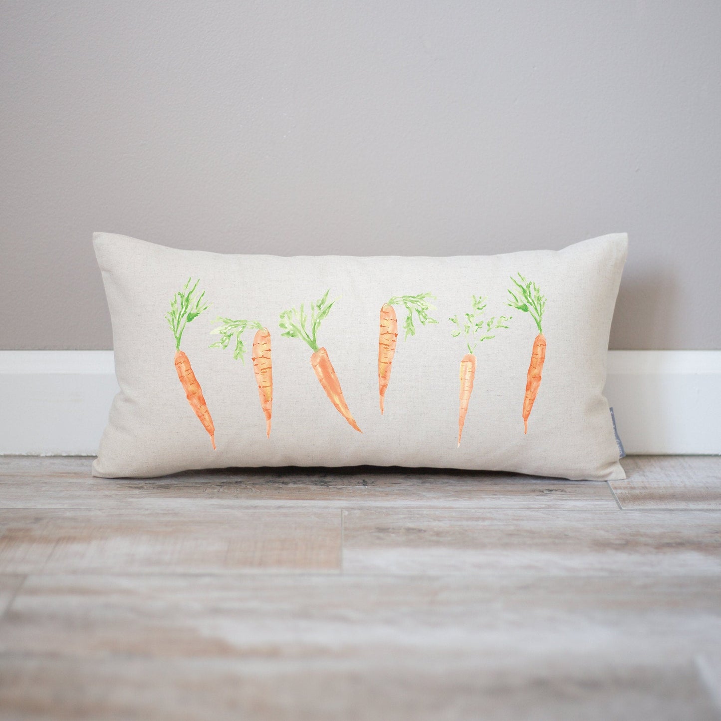 Load image into Gallery viewer, Hello Spring Watercolor Carrots Lumbar Decorations Pillow | Spring Decor Watercolor Decor Carrot Spring Decor Pillow | Watercolor  Decor
