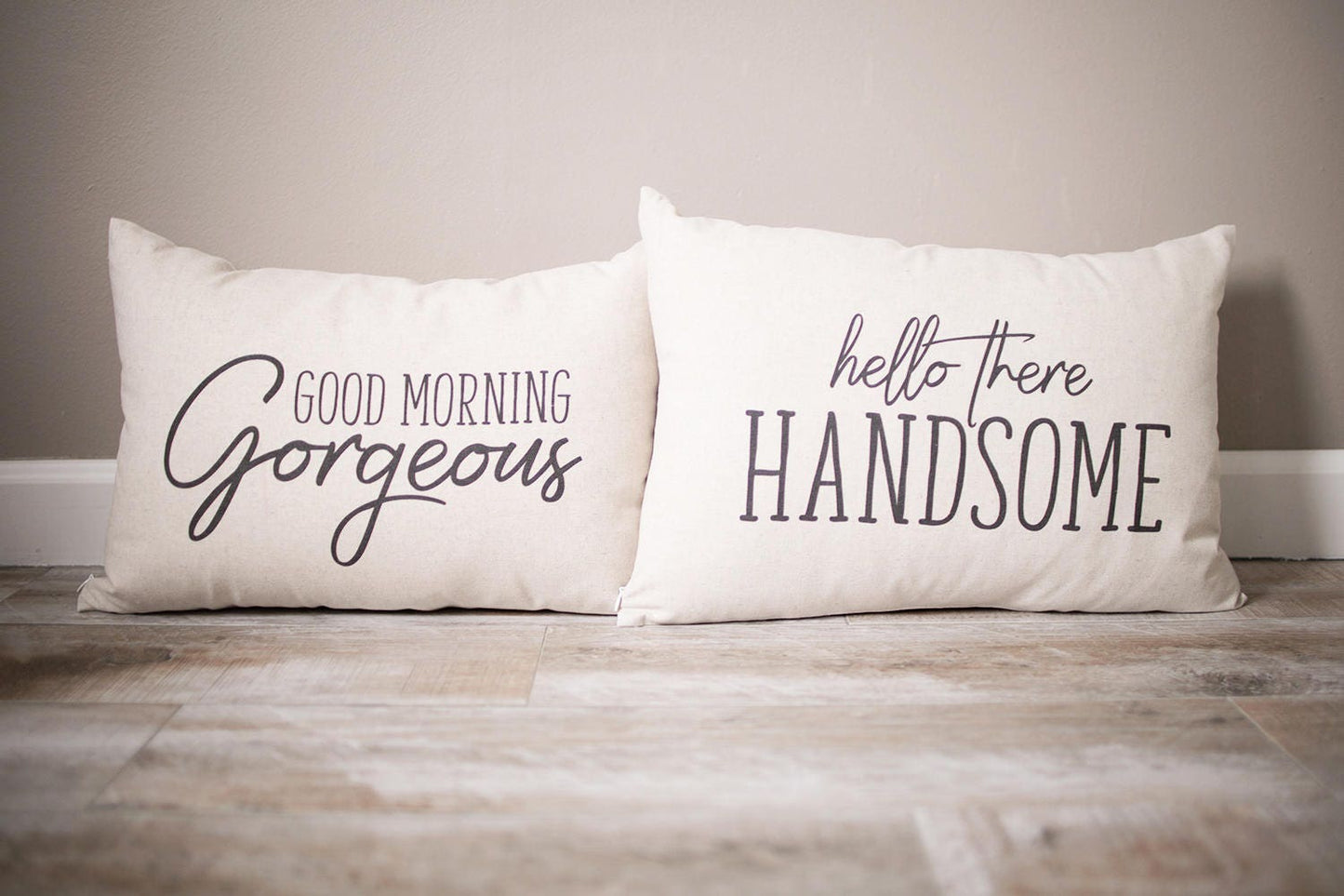 Hello There Handsome Good Morning Gorgeous Pillow Set | Baby Nursery Decor | Personalized Pillow | Monogrammed Gift | Rustic Home Decor