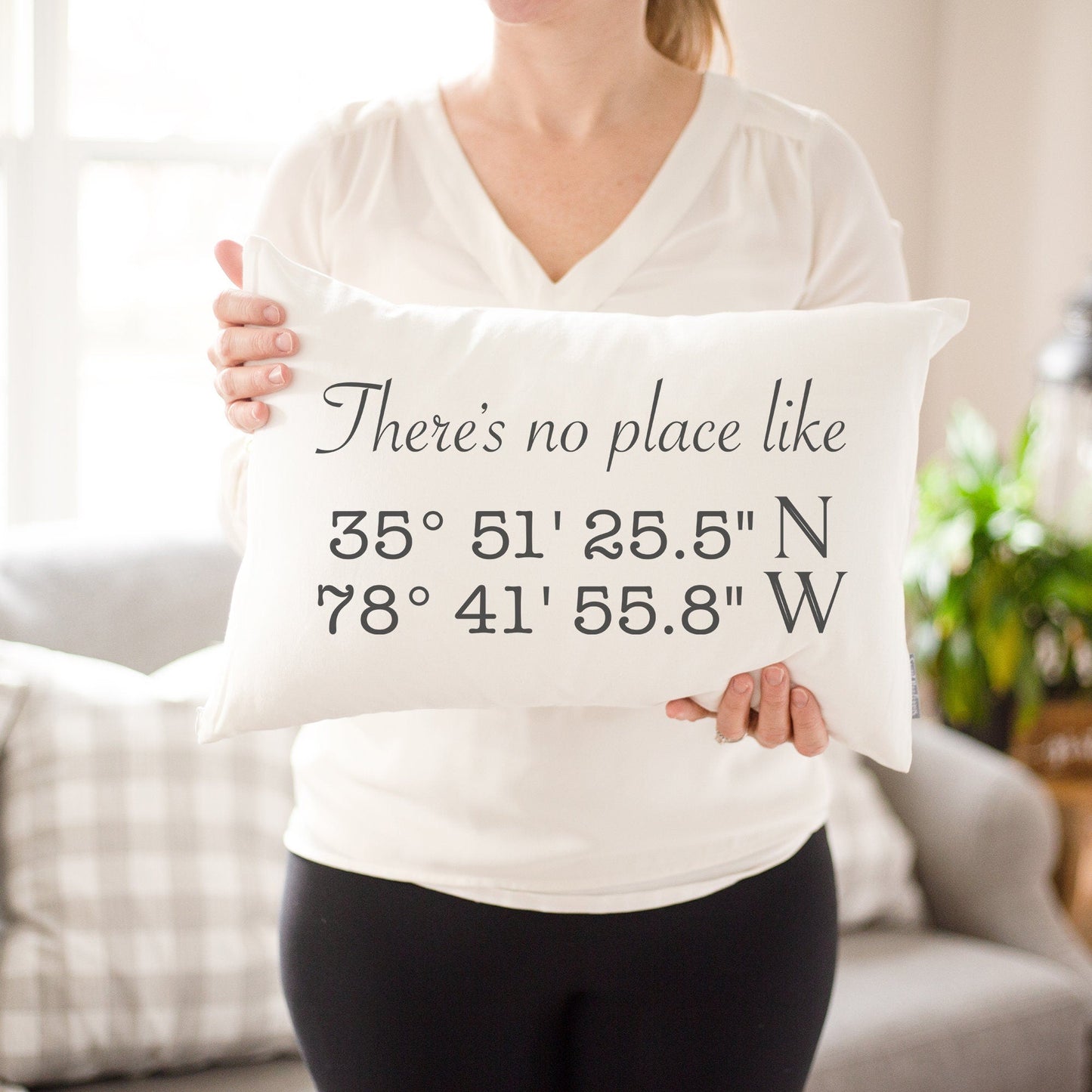 Load image into Gallery viewer, Home Latitude Longitude Pillow Personalized Housewarming Gift | House Warming Gift New Home Gift | Our First Home Realtor Closing Gift Throw
