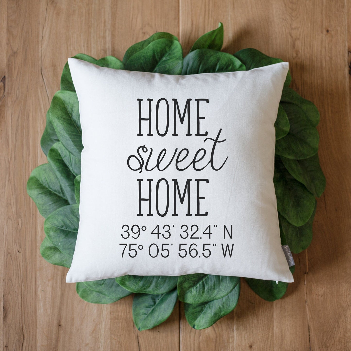 Load image into Gallery viewer, Home Sweet Home Coordinates | New Home Housewarming Gift | New Couple Gift | Latitude Longitude Pillow | GPS Coordinates | Lat Long Pillow
