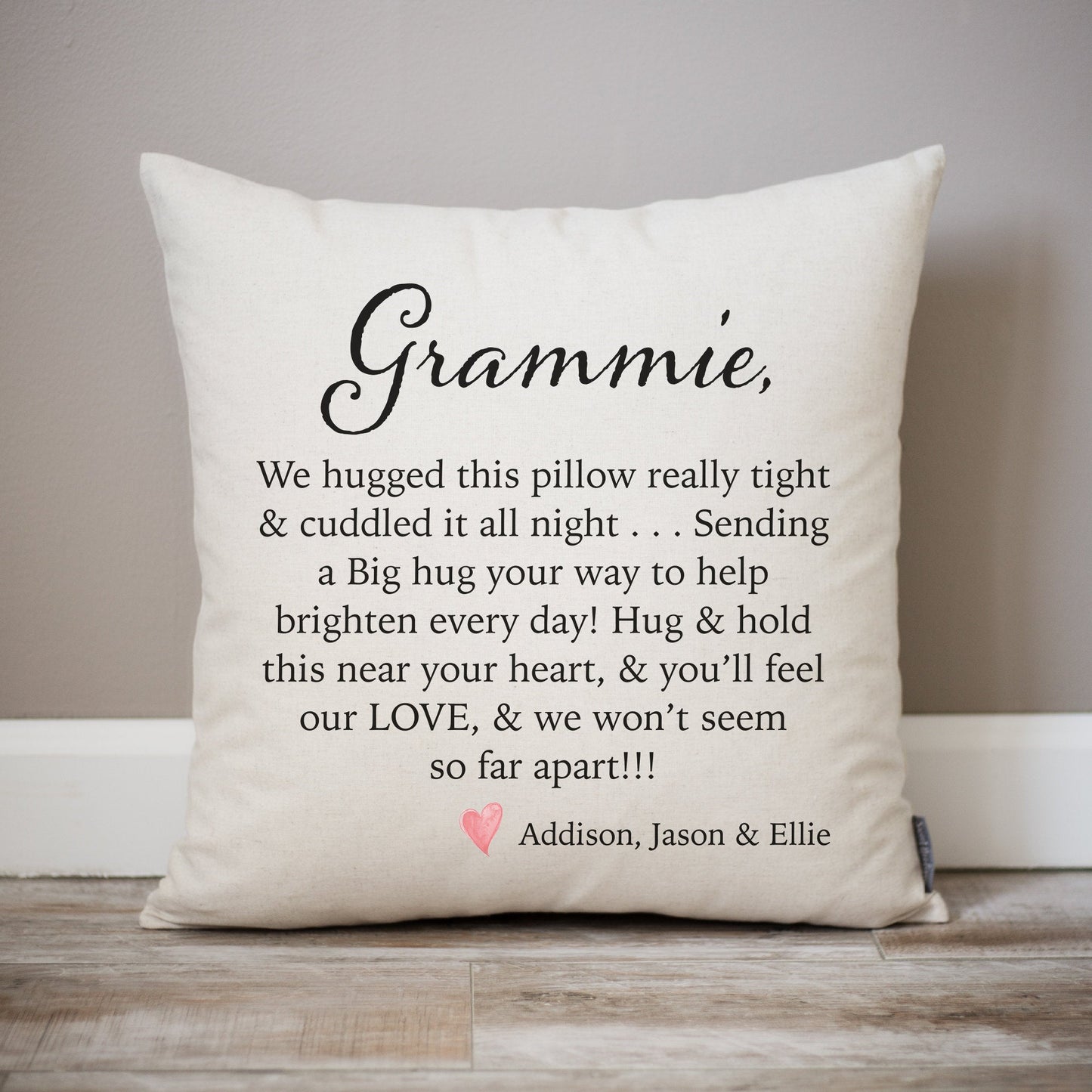 Hugs From Home Grandma Pillow | Grandparents Gift | Going Away Gift | Gift for Daughter | Mother's Day | Dorm Pillow | Get Well Soon