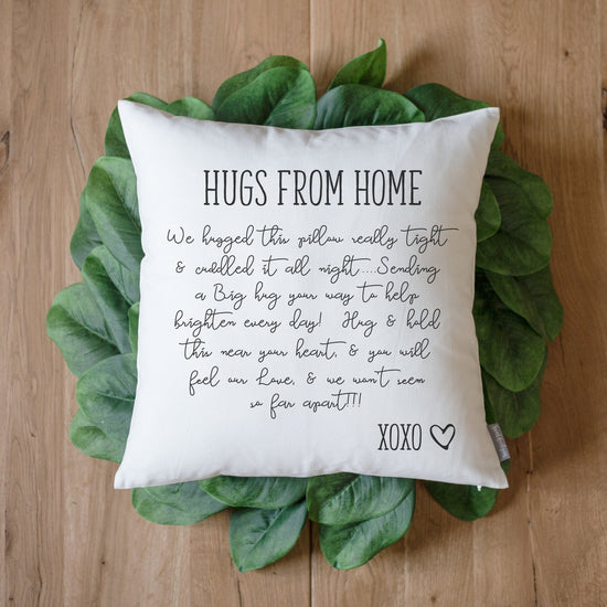 Hugs From Home Pillow | Dorm Decor | Going Away Gift | Gift for Son | Gift for Daughter | College Dorm Gift | Dorm Pillow | Get Well Soon |