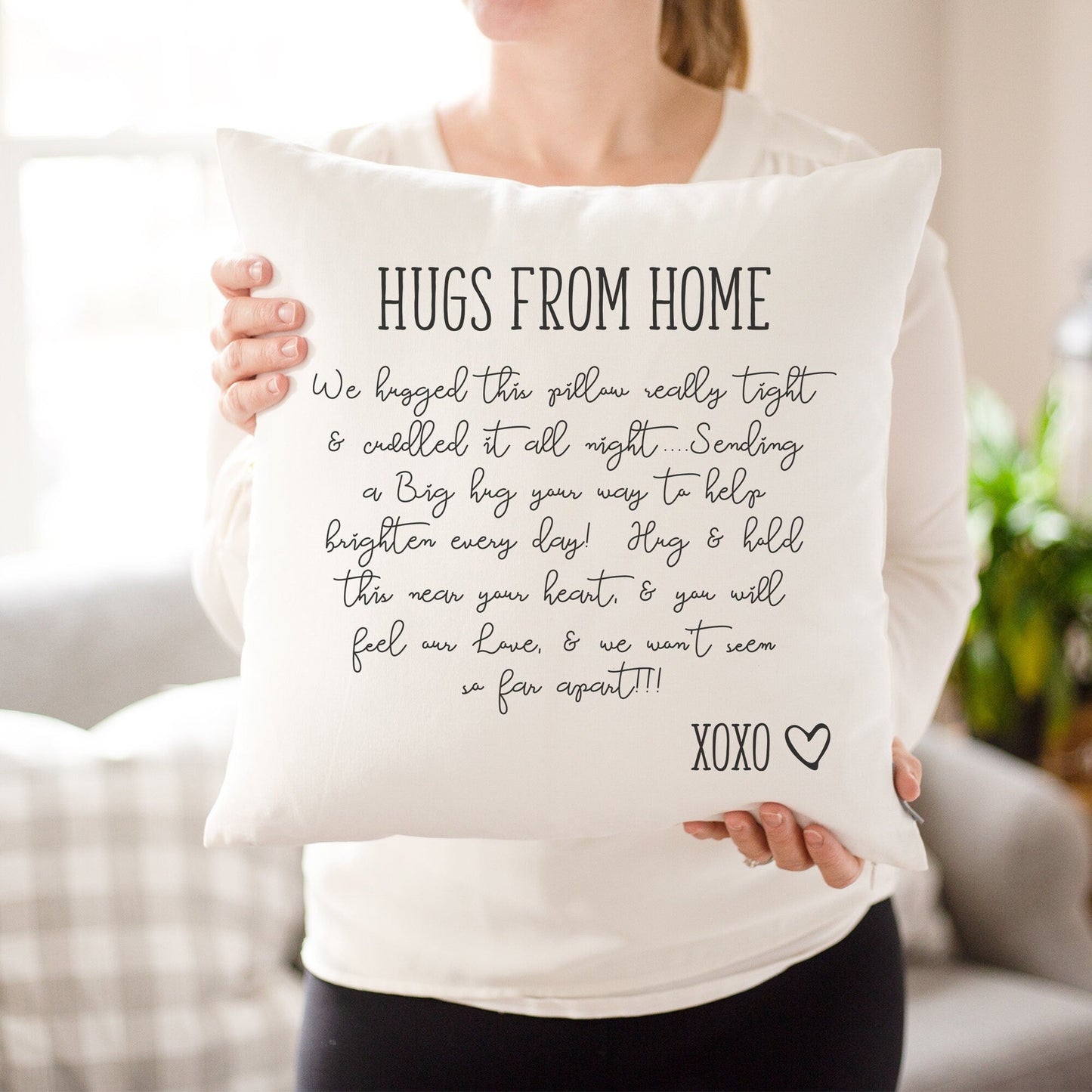 Load image into Gallery viewer, Hugs From Home Pillow | Dorm Decor | Going Away Gift | Gift for Son | Gift for Daughter | College Dorm Gift | Dorm Pillow | Get Well Soon |
