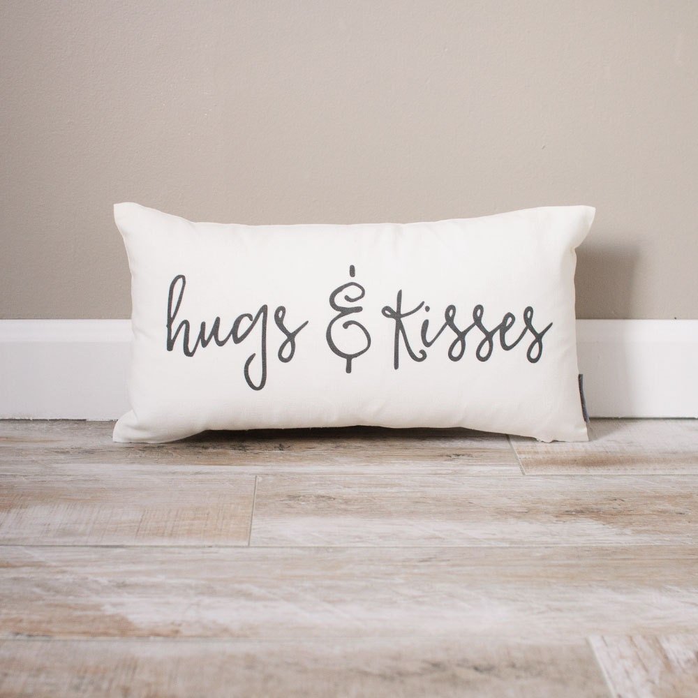 Load image into Gallery viewer, Hugs &amp;amp; Kisses Pillow | Valentine&amp;#39;s Day Gift For Husband | Monogrammed Valentine&amp;#39;s Gift | Gifts For Her | Valentine&amp;#39;s Day Gift | Husband Gift
