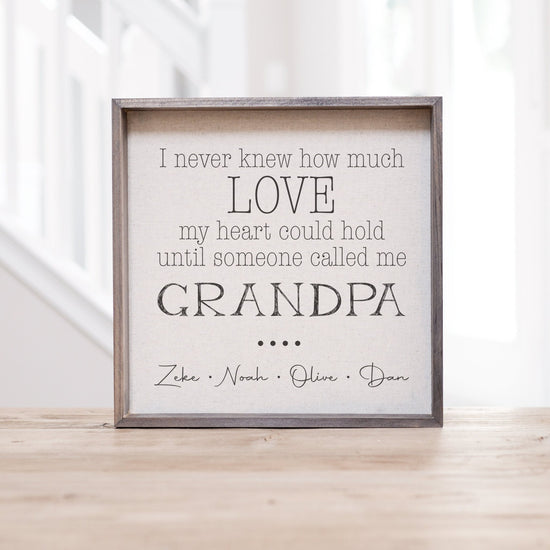 Load image into Gallery viewer, I Never Knew How Much Love My Heart Could Hold Custom Wood Sign | Personalized Father&amp;#39;s Day Gift | Grandfather&amp;#39;s Gift Idea | Gift For Daddy
