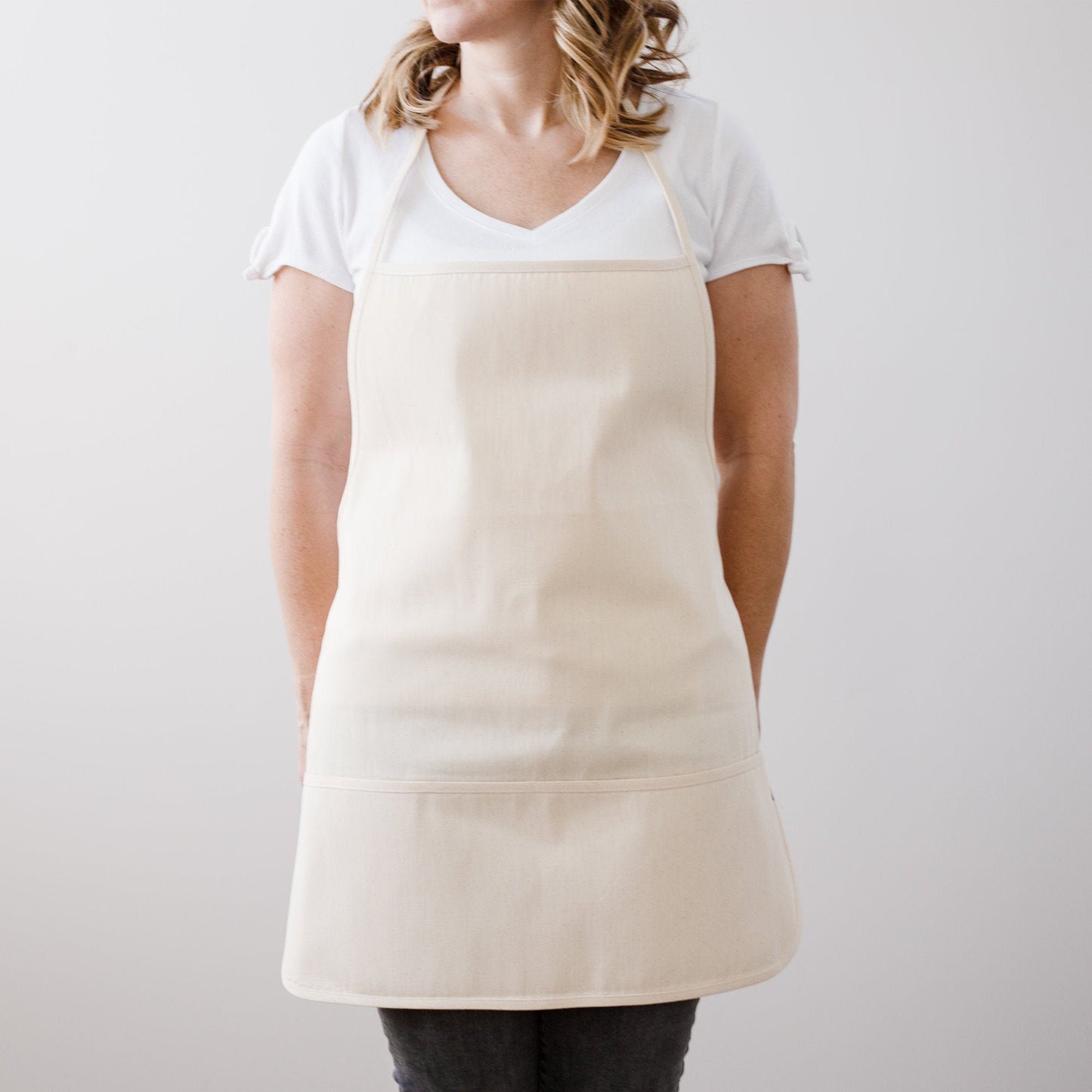 Load image into Gallery viewer, White Apron With Pocket | Full Kitchen Apron | Kitchen Wear | Cotton Apron | Vintage Apron | Cotton Canvas Full Apron | White Apron

