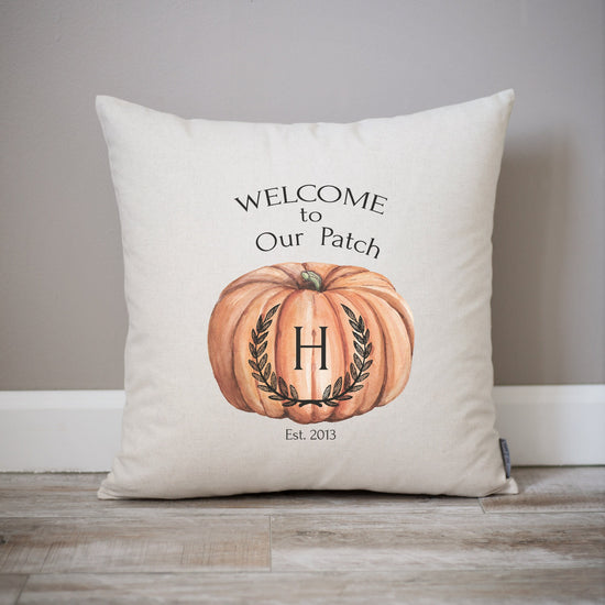 Welcome to Our Pumpkin Patch Pillow | Pumpkins | Rustic Fall Decor | Farmhouse Decor | Give Thanks | Decorative Pillow | Thanksgiving Decor