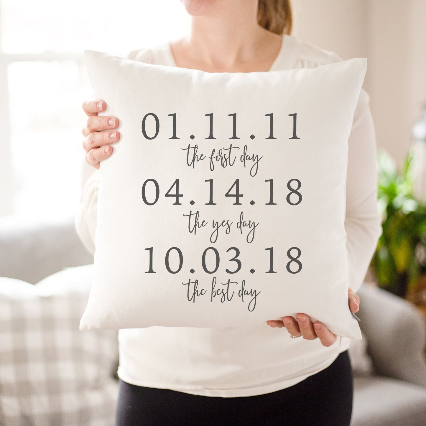 Load image into Gallery viewer, Personalized Wedding Gift for Groom | Gift for Couple Newlywed Gift | Custom Date Gift for Bride and Groom | Rustic Home Decor Throw Pillow
