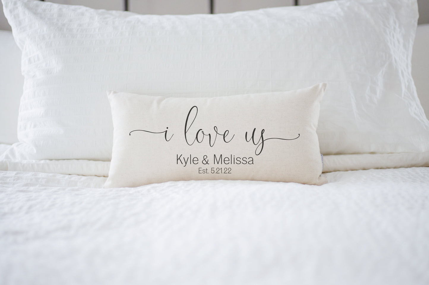 Load image into Gallery viewer, Wedding Gift Pillow | Wedding Gift Personalized Pillow | Newlywed Gift | Engagement Gift | Rustic Wedding Gift | Linen Pillow Gift for Bride
