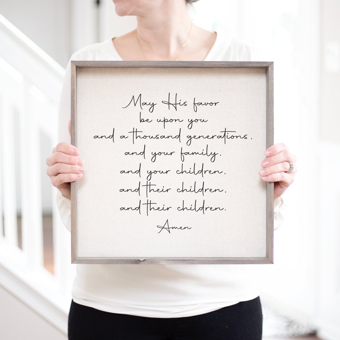 Load image into Gallery viewer, The Blessing Quote Sign | May His Favor Be Upon You | Gift For Newlyweds | Gift for Parents |  Housewarming Gift | Wedding Gift Idea

