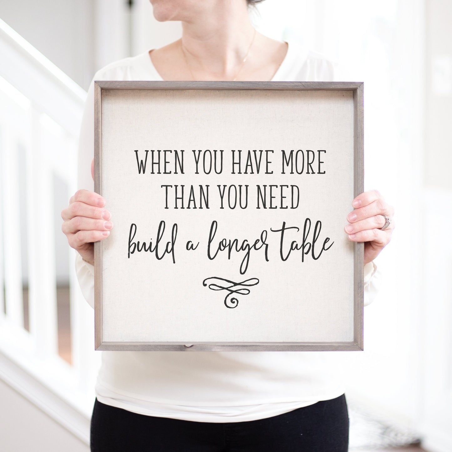When You Have More Than You Need Build A Longer Table Sign | Gather Family Kitchen Sign | Sharing Is Caring Sign | Rustic Kitchen Sign