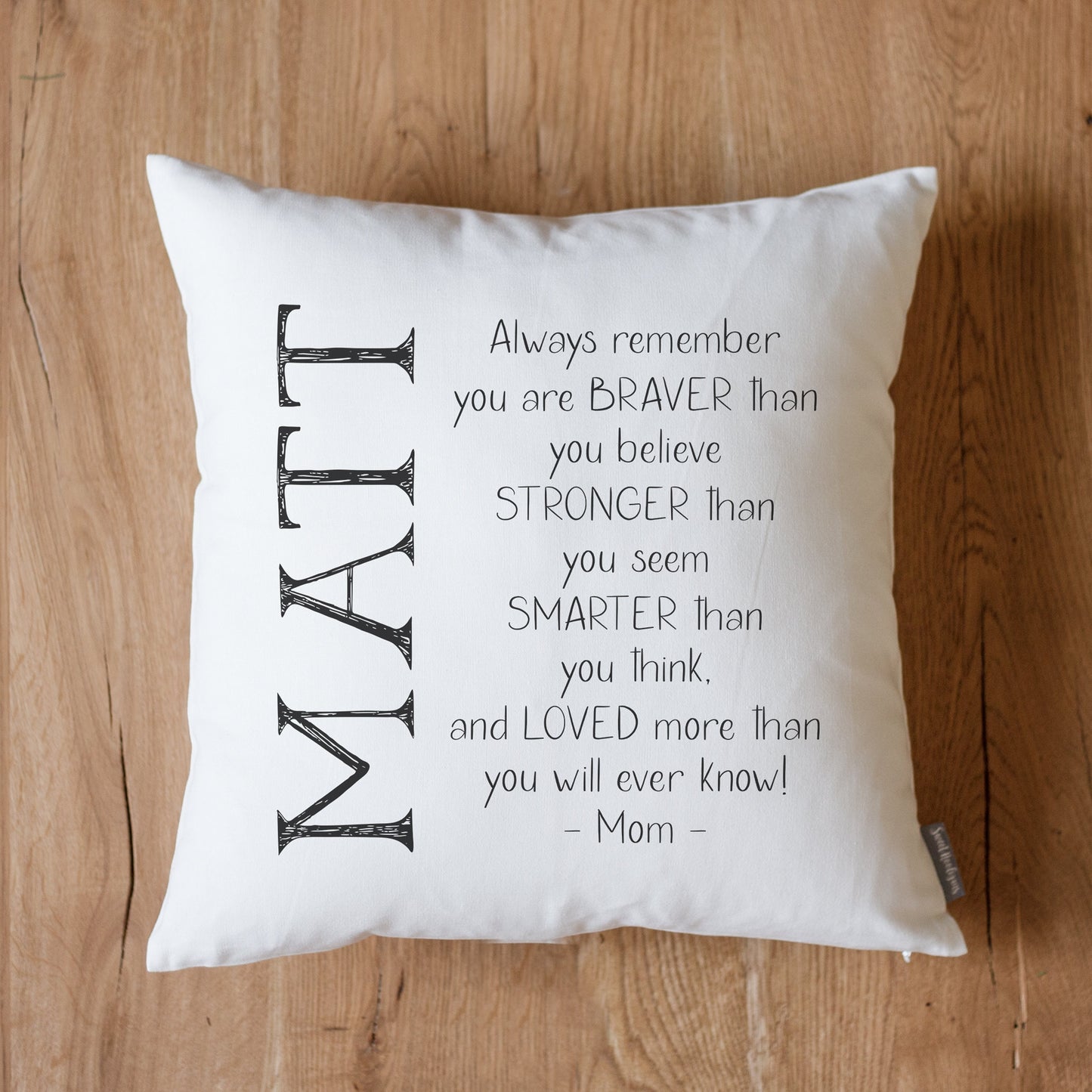 You Are Brave Strong Smart Loved Dorm Pillow | Thinking Of You Gift | College Dorm Decor | Going Away Gift | Gift for Son |Gift for Daughter