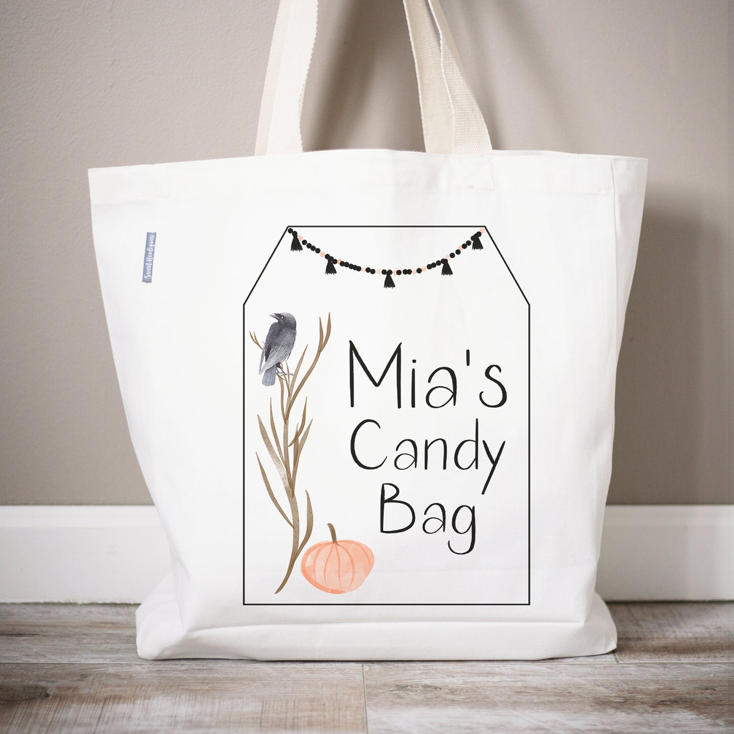 Load image into Gallery viewer, Personalized Black Raven Halloween Candy Bag Gift | Trick or Treat Candy Bag | Halloween Party Bag | First Halloween Trick or Treating Bag
