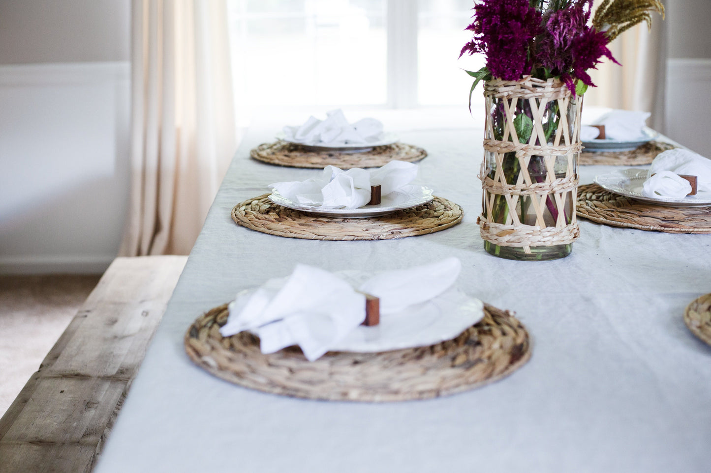 White Linen Kitchen Tablecloth  | 100% Linen Rectangular Table Linens | Custom Linen Fabric Tablecloth | Kitchen Natural Linen Tablecloth
