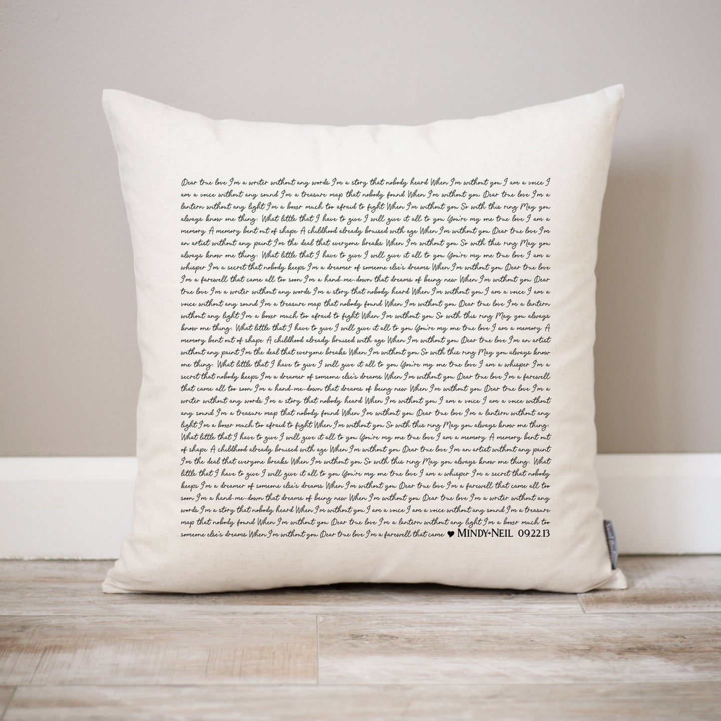 Load image into Gallery viewer, Personalized Song Lyric Pillow |  2nd Anniversary Cotton Gift Wedding Song Gift for Her | Song Lyric Gifts | Gift for Bride Couple Gifts
